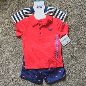 Carter's Red Polo and Navy Shorts Set